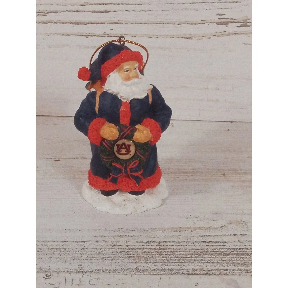 Vintage Collegiate Collectibles Auburn Tigers Santa W Wreath Ornament